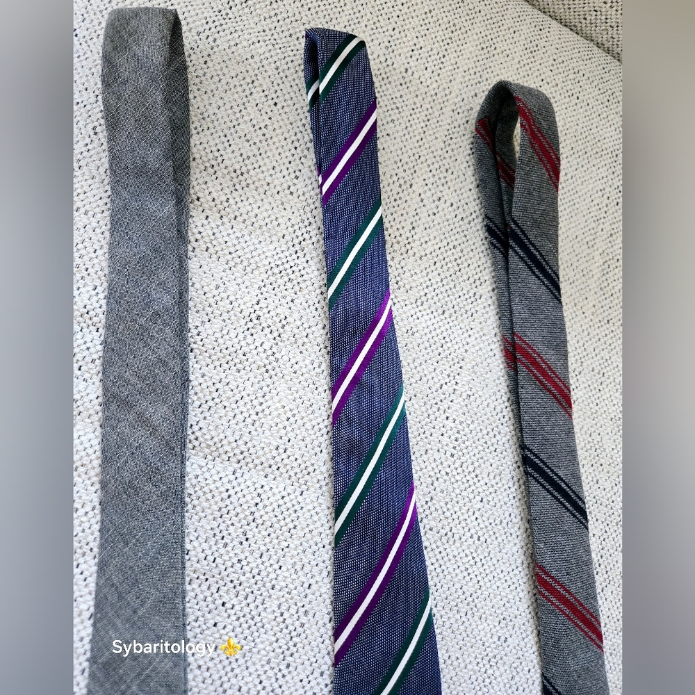 CHARLES TYRWHITT & J.CREW Gray and Purple Striped Ties Set